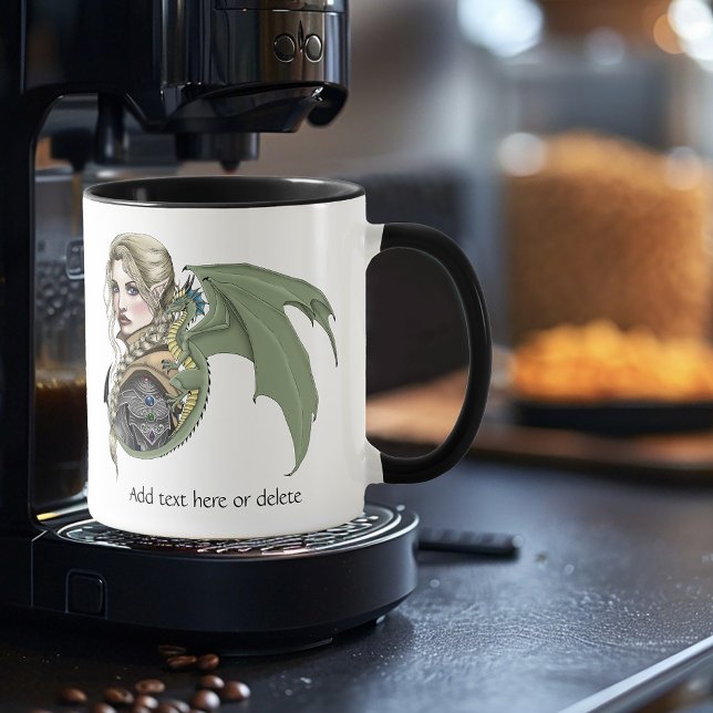 Elf Warrior Dragon Fantasy Magical Medieval Peach Mug (Creator Uploaded)