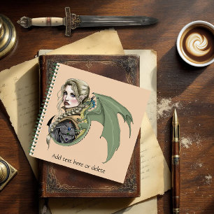 Elf Warrior Dragon Fantasy Magical Medieval Peach Notebook