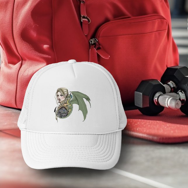 Elf Warrior Dragon Fantasy Magical Medieval Peach Trucker Hat (Creator Uploaded)