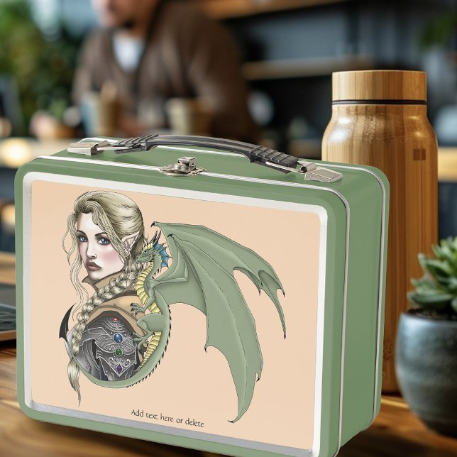 Elf Warrior Dragon Fantasy Metal Lunch Box (Creator Uploaded)