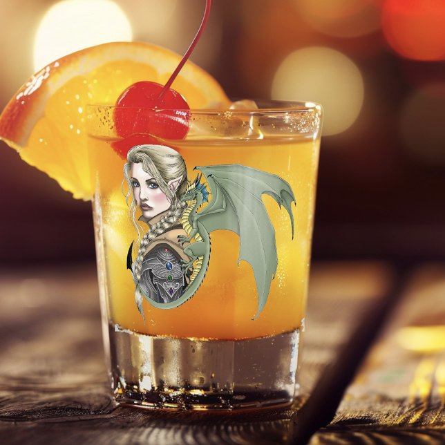Elf Warrior Dragon Fantasy Shot Glass (Creator Uploaded)