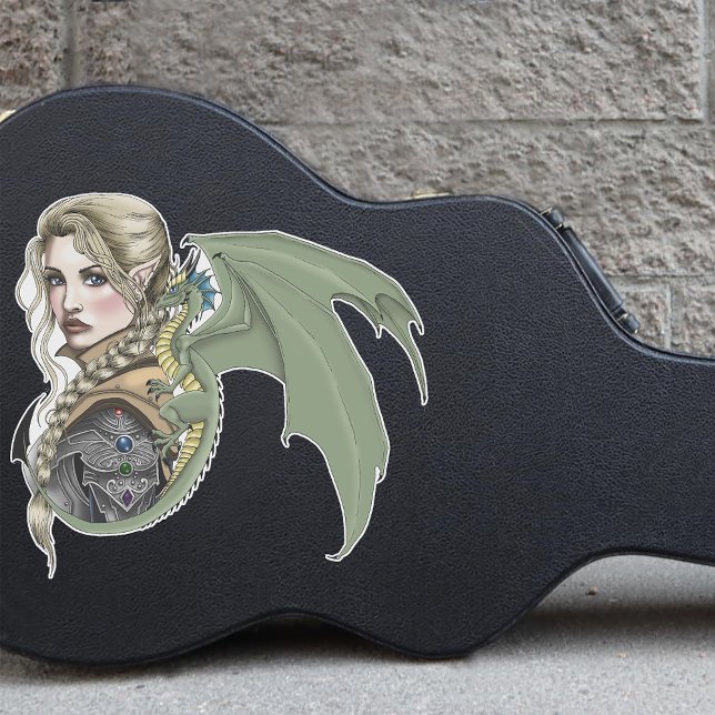 Elf Warrior Dragon Fantasy Sticker (Creator Uploaded)