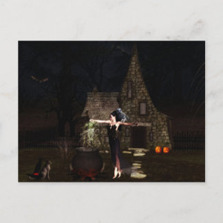 Elf Witch Halloween Postcard