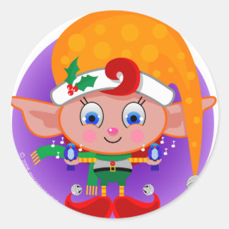 Elf with Bluebirds Classic Round Sticker