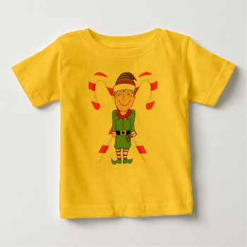 Elf With Candy Cane Toddler Hoodie Baby T-shirt by Shenanigins at Zazzle