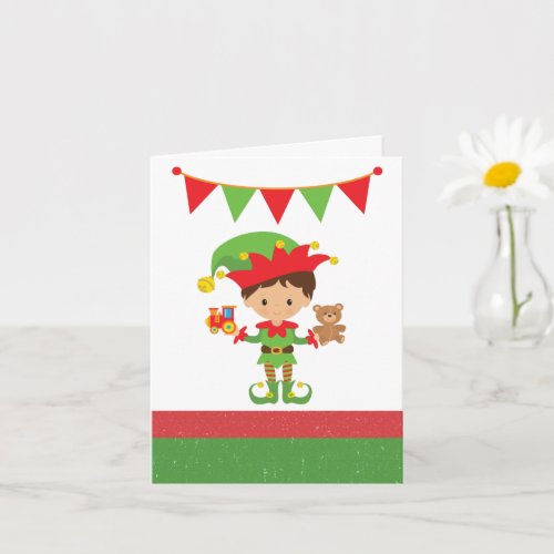 Elf With Gifts and White Background  Card