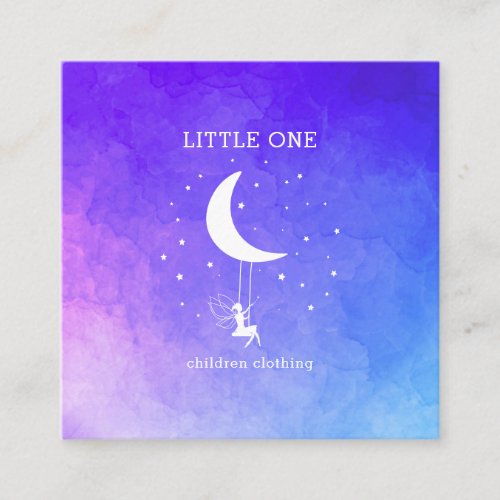 Elf with Magic wand Stars Moon Square Business Card
