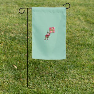 Elf With Polka Dot Gift garden flag