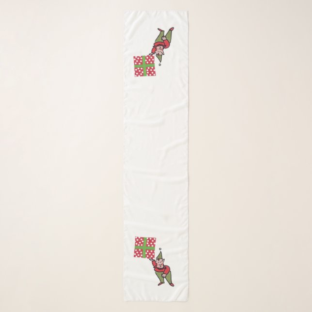 Elf With Polka Dot Gift longer scarf (Front)