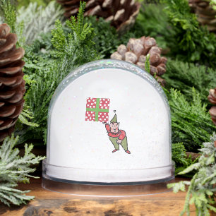 Elf With Polka Dot Gift snow globe