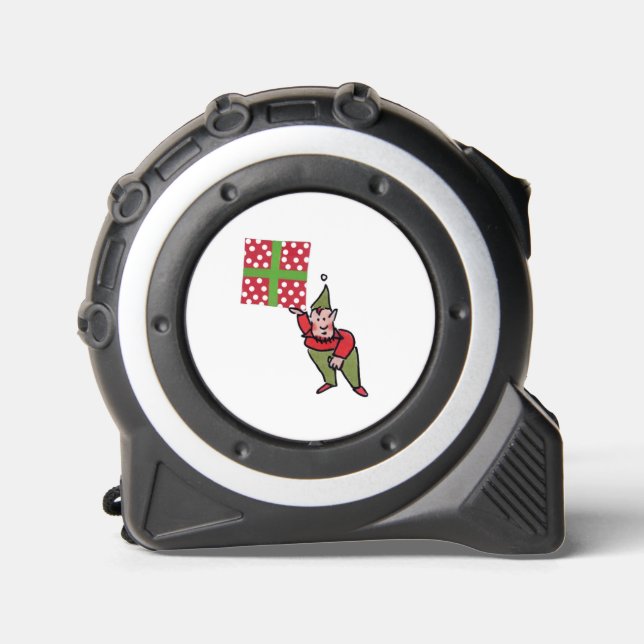 Elf With Polka Dot Gift tape measure (Front)
