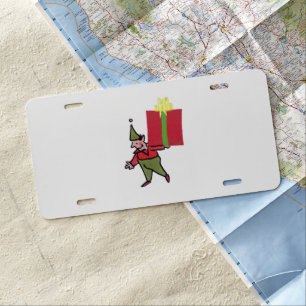 Elf With Red Box aluminum car license plate