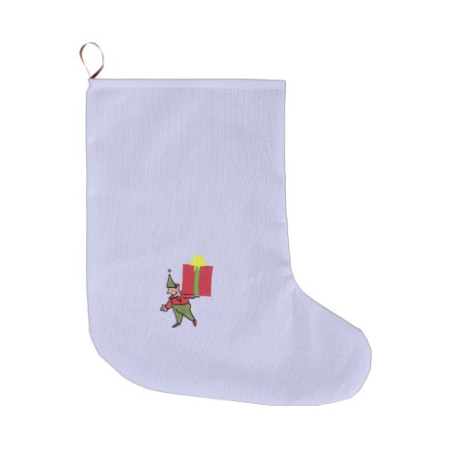 Elf With Red Box Christmas stocking large