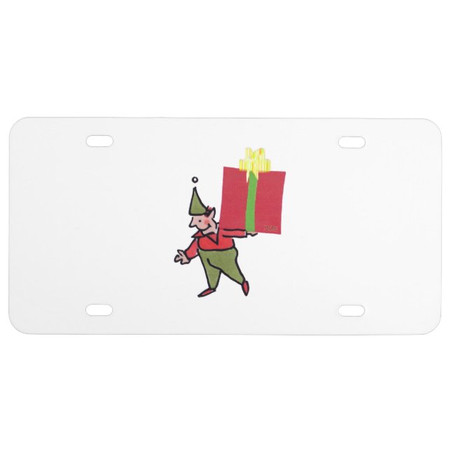 Elf With Red Box plastic car license plate (Front)