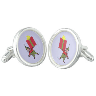 Elf With Red Box silver plate cufflinks