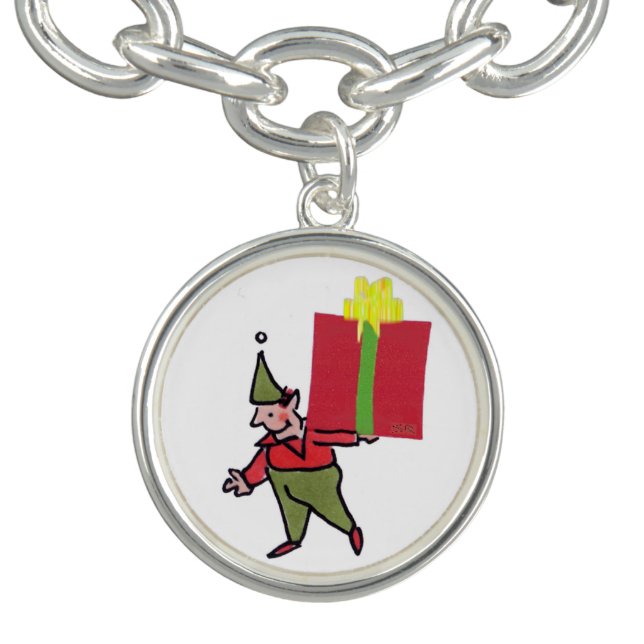Elf With Red Box white silver charm bracelet (Design)