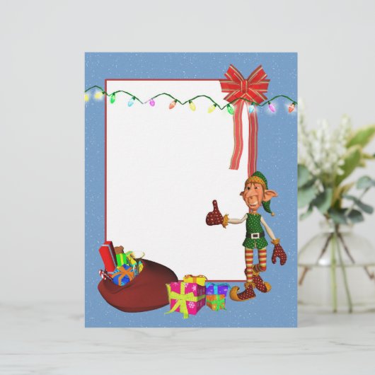Elf with toys and gifts Christmas Letterhead (Standing Front)