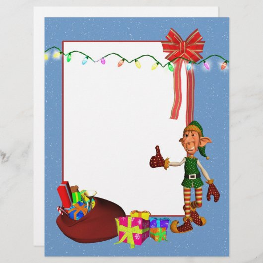 Elf with toys and gifts Christmas Letterhead (Front/Back)