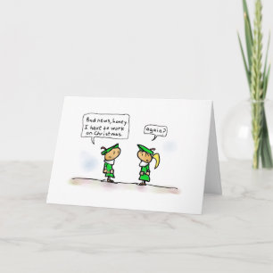 Elf work holiday card