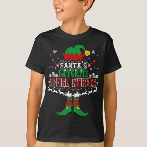 Elf Xmas Gift Santas Favorite Office Worker Ugly  T_Shirt
