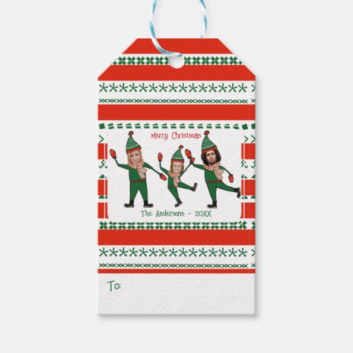 Elf Your Family of Three Scarf Red Green Funny Gift Tags