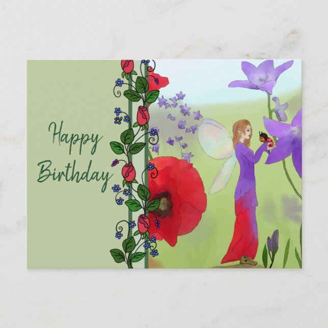 Elfe im Blumenbeet Postcard (Front)