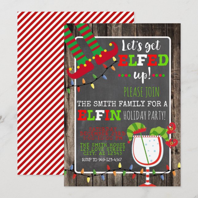 Elfed Up Elfin Christmas Holiday Party Invite (Front/Back)