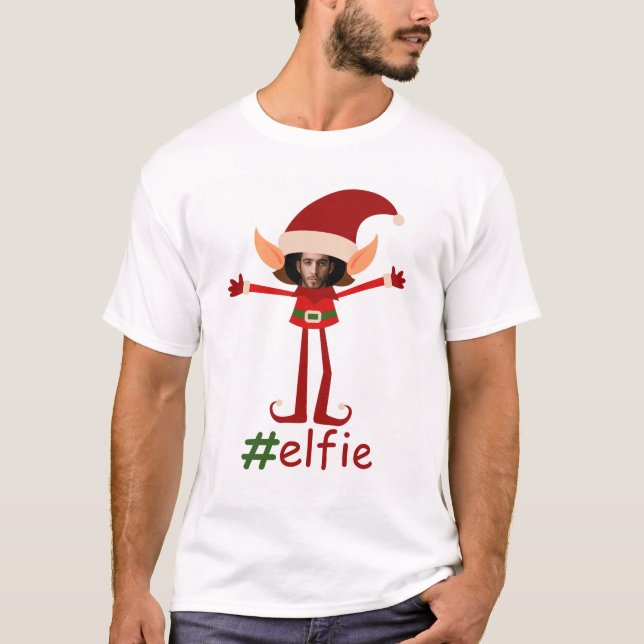 Elfie Christmas Photo Framed Head T-Shirt (Front)