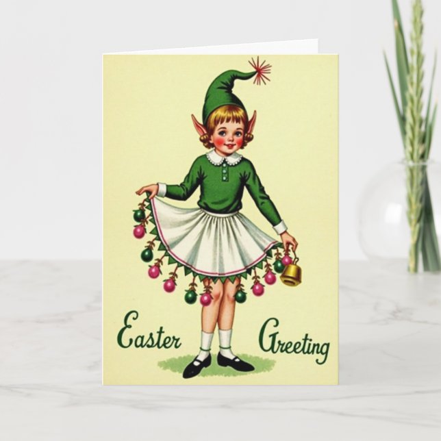 Elfin Easter Greeting Card (Front)