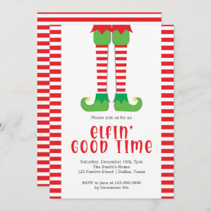 Elfin Good Time Elf Legs Christmas Party Invitation