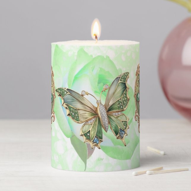  Elfin Jewel & Butterfly Pillar Candle (In Situ)