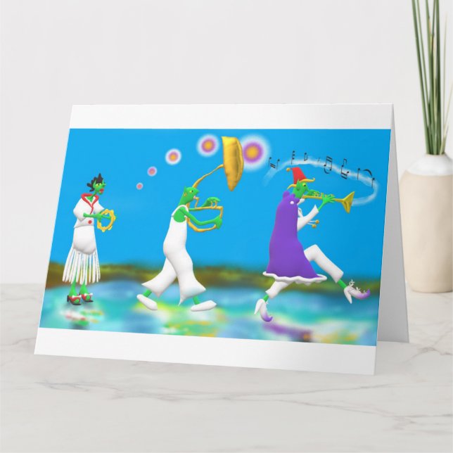 Elfin Marching Band Letterpress Thank You Card (Front)