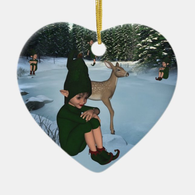 ElfMagic Christmas Snow Elf Chris Miss Ornament (Front)