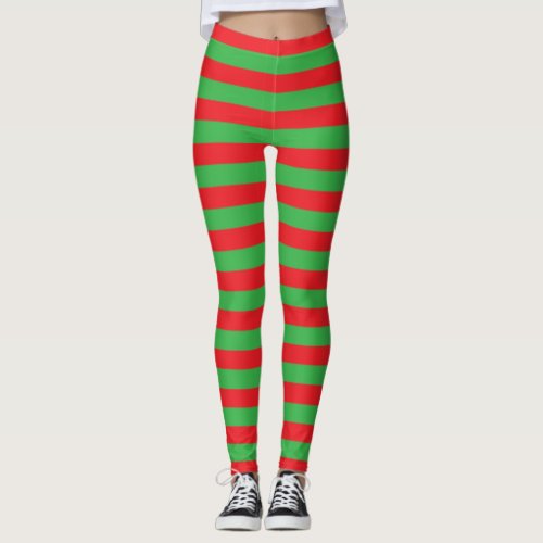 Elfn Cute Striped Christmas Leggings