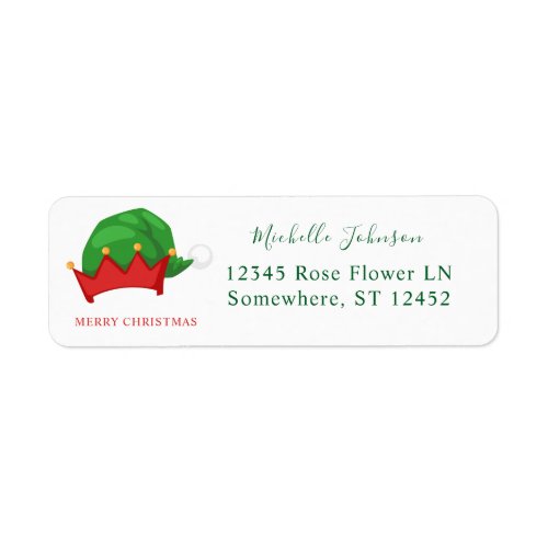 Elfs Hat 2 Christmas Green Return Address Label