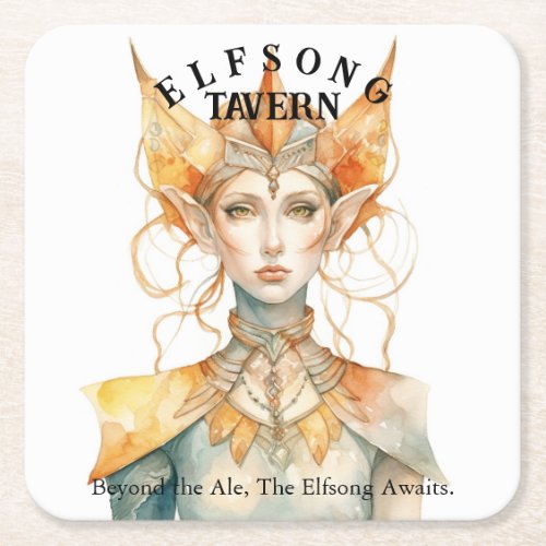 Elfsong Tavern _ Baldurs Gate Square Paper Coaster