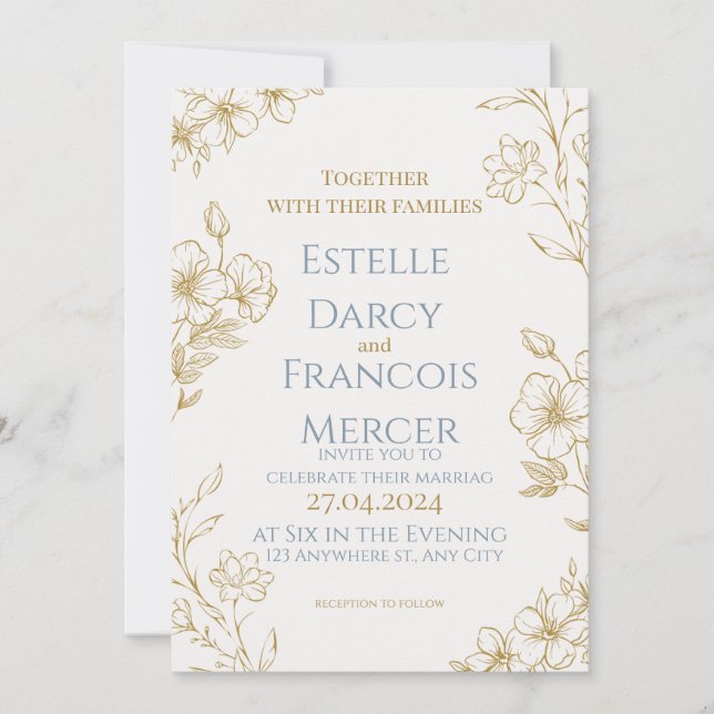 Elgant customizable wedding invitation (Front)