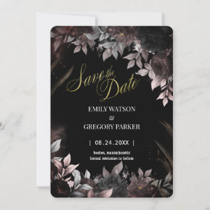 Elgant Gothic Rust Black Roses Save The Date