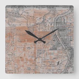Elgin Illinois 1870 Plat Map Fox River Downtown Square Wall Clock