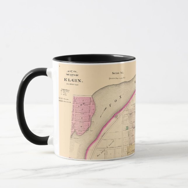ELGIN ILLINOIS 1871 MAP MUG (Left)
