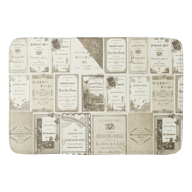 Elgin Illinois 1880's Club Invitations Sepia Paper Bathroom Mat (Front)