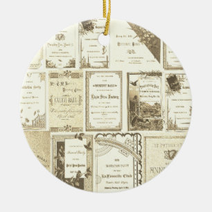 Elgin Illinois 1880's Sepia Club Invitations Party Ceramic Ornament