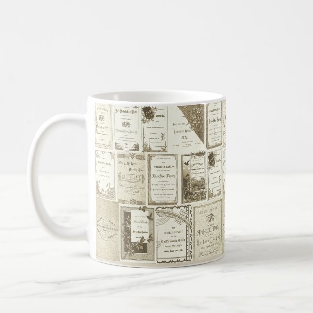 Elgin Illinois 1880's Sepia Club Invitations Party Coffee Mug (Left)