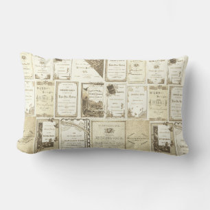 Elgin Illinois 1880's Sepia Club Invitations Party Lumbar Pillow