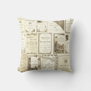 Elgin Illinois 1880's Sepia Club Invitations Party Throw Pillow