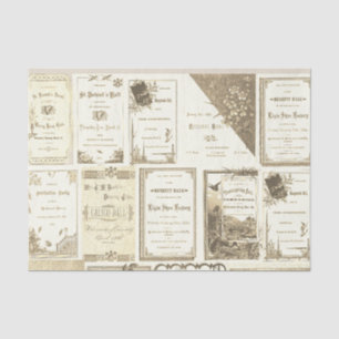 Elgin Illinois 1880's Sepia Club Invitations Party Tissue Paper