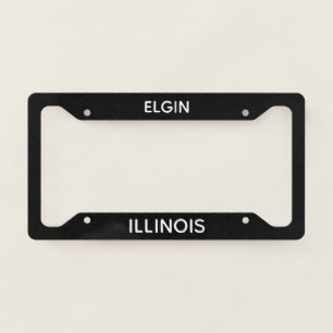 Elgin Illinois Black  License Plate Frame