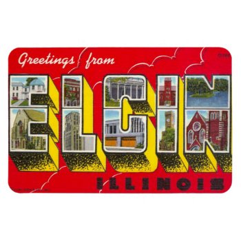 Elgin Illinois Il Large Letter Postcard Magnet !!! by chipNboots at Zazzle