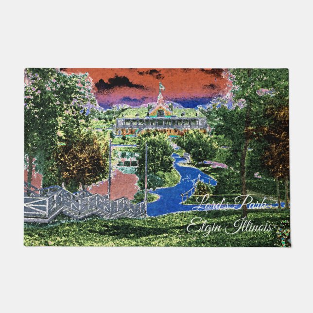 ELGIN ILLINOIS LORDS PARK PAVILION 1920'S ART VIEW DOORMAT (Front)