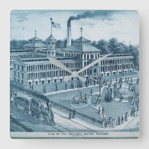 Elgin Watch Factory 1871 Image Elgin Illinois Square Wall Clock